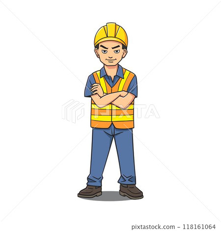 Cartoon character man engineer 118161064