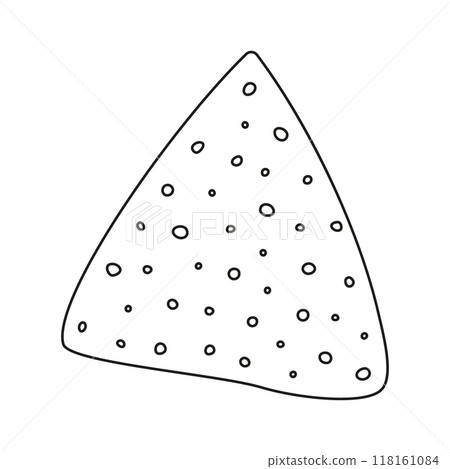 Outline tortilla chips nacho Isolated. Sticker Icon pointer design element in minimalistic style 118161084