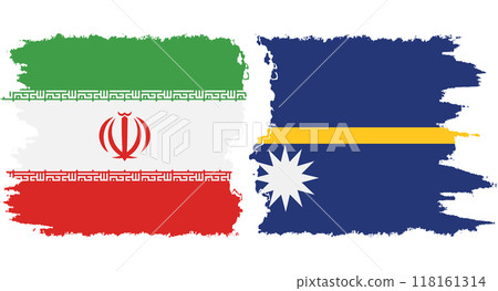 Nauru and Iran grunge flags connection vector 118161314