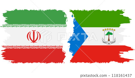 Equatorial Guinea and Iran grunge flags connection vector 118161437