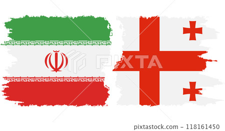 Georgia and Iran grunge flags connection vector 118161450