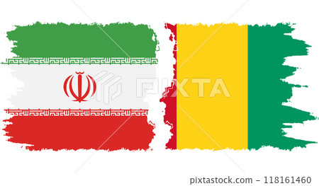 Guinea and Iran grunge flags connection vector 118161460
