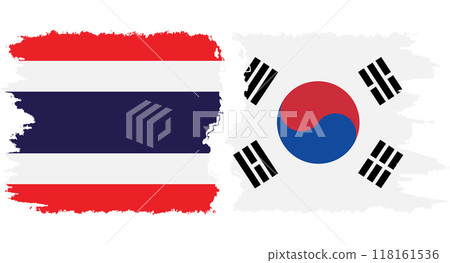 South Korea and Thailand grunge flags connection vector 118161536