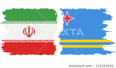 Aruba and Iran grunge flags connection vector Aruba and Iran grunge flags connection vector 118161628
