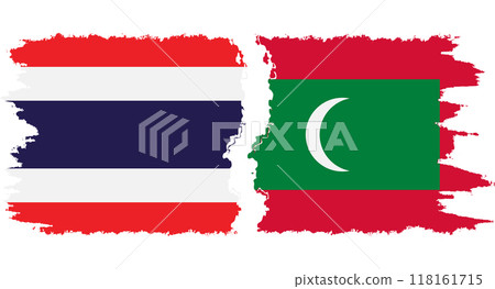 Maldives and Thailand grunge flags connection vector Maldives and Thailand grunge flags connection vector 118161715