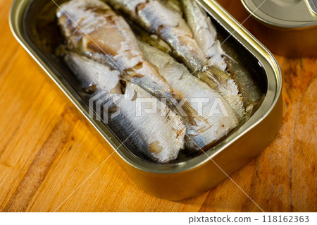 Open can of sardines in oil Open can of sardines in oil 118162363