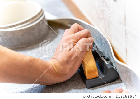 Renovation DIY Floor Cushion floor installation CF cutter 118162614