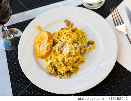 mushroom with eggs mushroom with eggs 118162942
