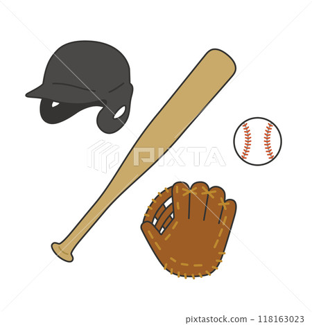 棒球裝備套裝插畫素材 棒球裝備套裝插畫素材 118163023