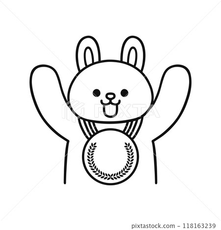 脖子上掛著獎牌的兔子 118163239