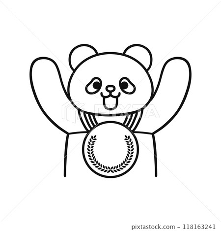 Panda with a medal around its neck 118163241