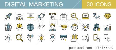 Digital marketing icon set color 118163289