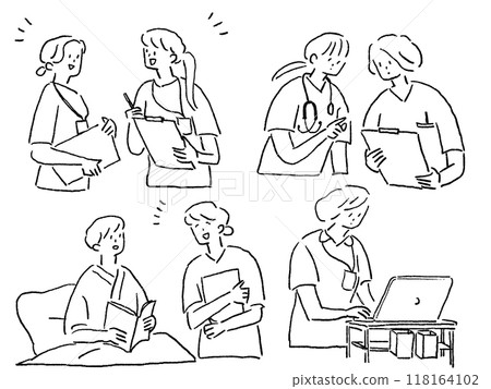 Medical, nursing job set B, line drawing 118164102