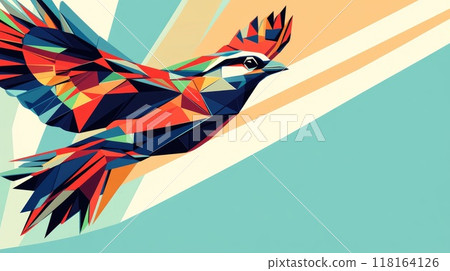 A colorful bird with a rainbow tail flies through the sky A colorful bird with a rainbow tail flies through the sky 118164126