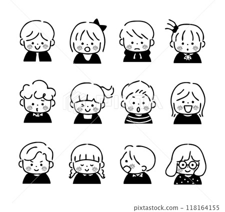 Children's illustrations black and white Children's illustrations black and white 118164155