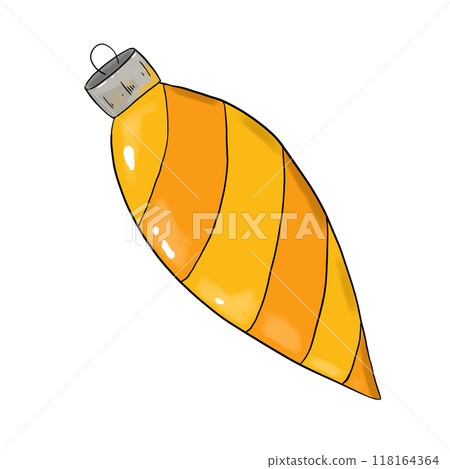 Yellow and orange spiral Christmas tree toy, color illustration 118164364