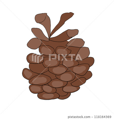 Brown Christmas tree cone, color illustration Brown Christmas tree cone, color illustration 118164369