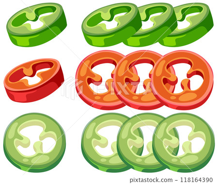 Colorful Bell Pepper Slices 118164390