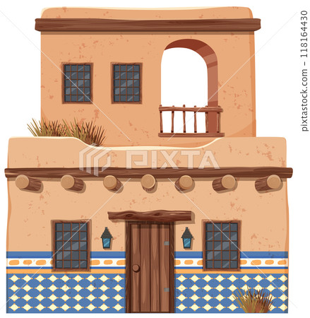 Traditional Mexican Adobe House Traditional Mexican Adobe House 118164430