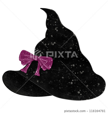 Halloween Clipart Collection Designs of Various Black Witch Hats with Stylish Bows, Buckles, and Ribbons, Perfect for Spooky Themed Projects, Crafts, and Digital Designs 118164781