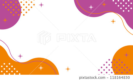 萬聖節顏色抽象框架波、幾何形狀和閃光紫色和橙色 118164830