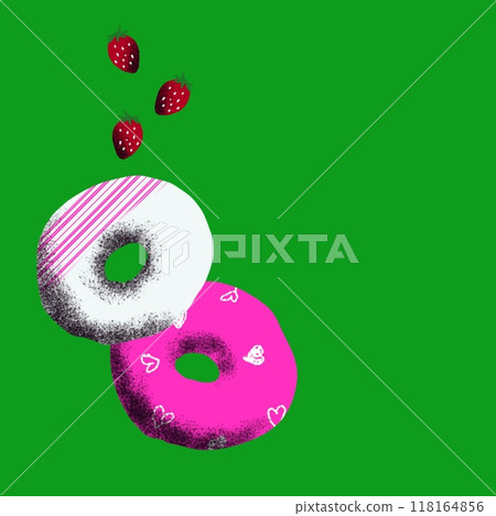 Stylish banner with strawberries and donuts 118164856