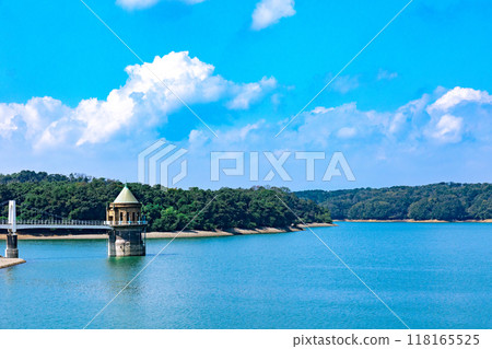 Lake Tama and the intake tower Lake Tama and the intake tower 118165525