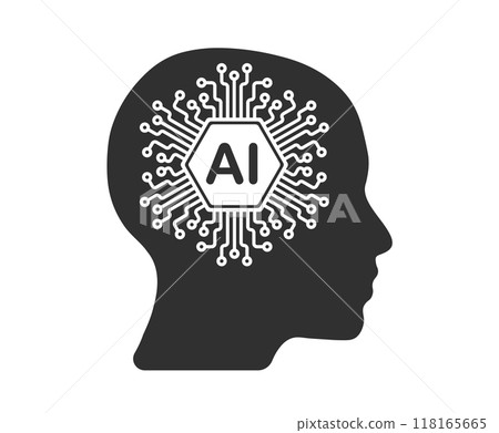 AI Generate icon, Machine learning micropchip symbol, ML icon, Artificial intelligence sign. Vector illustration image. Isolated on white background. AI Generate icon, Machine learning micropchip symbol, ML icon, Artificial intelligence sign. Vector illustration image. Isolated on white background. 118165665