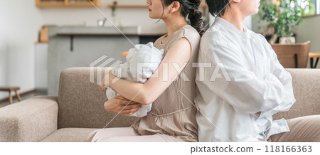Couples fighting over raising a baby Couples fighting over raising a baby 118166363