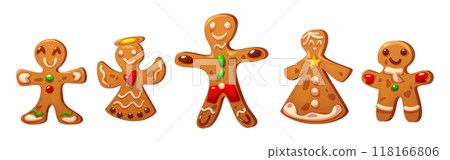 Gingerbread cookie in form of man, woman and angel Gingerbread cookie in form of man, woman and angel 118166806