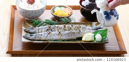 Salt-baked set meal of saury Salt-baked set meal of saury 118166921