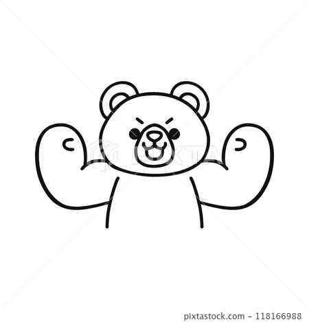 一隻熊擺出膽量姿勢的線條畫 118166988