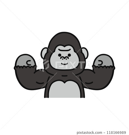 Gorilla doing a fist pump Gorilla doing a fist pump 118166989