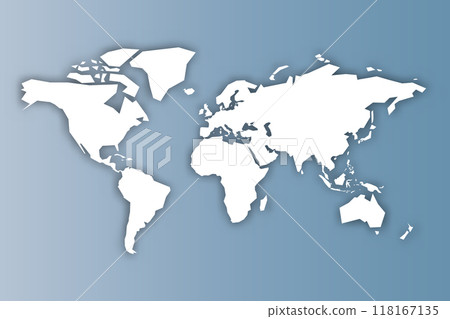 A creative vector representation of the world map featuring a subtle drop shadow. The design emphasizes global geography with clear outlines and a minimalist aesthetic. A creative vector representation of the world map featuring a subtle drop shadow. The design emphasizes global geography with clear outlines and a minimalist aesthetic. 118167135