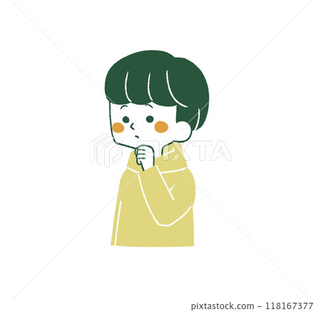 一個手放在下巴上的男人 - 4 種顏色 一個手放在下巴上的男人 - 4 種顏色 118167377