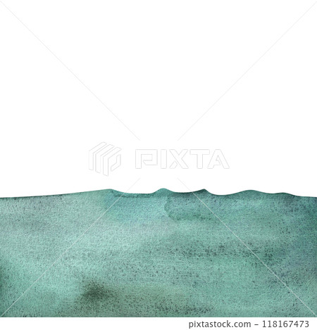 Turquoise, green, emerald, salty sea water with waves. Ocean. North Sea. Landscape fragment for illustration background design. Isolated watercolor illustration. Turquoise, green, emerald, salty sea water with waves. Ocean. North Sea. Landscape fragment for illustration background design. Isolated watercolor illustration. 118167473