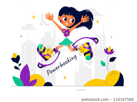 Vector Illustration of Powerbocking Sport featuring Athletes Wearing Jumping Stilts, Running, and Performing Various Acrobatic Stunts in a Background Vector Illustration of Powerbocking Sport featuring Athletes Wearing Jumping Stilts, Running, and Performing Various Acrobatic Stunts in a Background 118167566