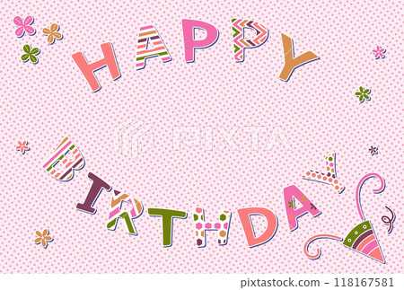貼片式文字素材生日快樂背景圓點圖案粉紅色 貼片式文字素材生日快樂背景圓點圖案粉紅色 118167581