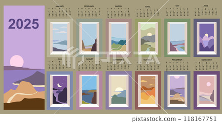 Monthly 2025 Calendar landscape natural background 118167751