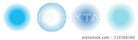 Halftone circle blue simple vector set 118168160