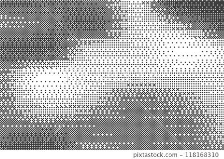 Pixel background with bitmap pattern. Computer arcade game dotted gradation effect. Vector noisy gradient backdrop. Abstract geometric glitch screen on white backdrop 118168310
