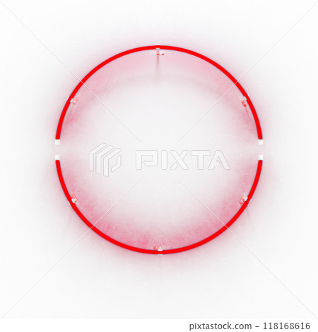 Two semicircular red neon lamp on transparent background, Round neon frame. 3d illustration. Two semicircular red neon lamp on transparent background, Round neon frame. 3d illustration. 118168616