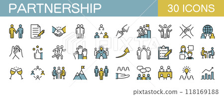 商業和夥伴關係圖示設定顏色 118169188