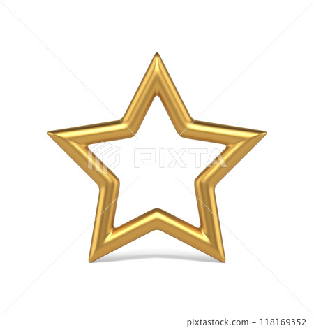 Luxury golden five pointed star shape contour Christmas tree decorative element 3d realistic vector 118169352