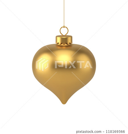 Bright golden metallic hanged luxury Christmas tree toy celebrating traditional holiday vector 118169366