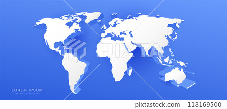 3d white world map on blue background. Illustration Vector 3d white world map on blue background. Illustration Vector 118169500