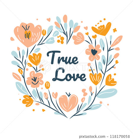 True Love in Romantic Flower Floral Frame Decoration True Love in Romantic Flower Floral Frame Decoration 118170058