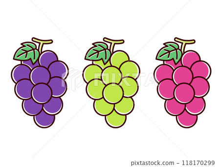 Illustration of three kinds of cute grapes 118170299