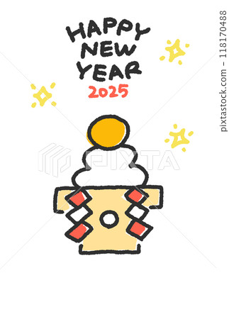 簡單手繪鏡麻糬新年賀卡Reiwa 7 2025 簡單手繪鏡麻糬新年賀卡Reiwa 7 2025 118170488