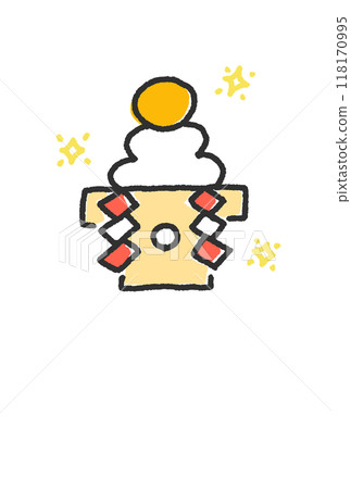 Simple hand-drawn illustration of Kagami mochi New Year's card material Simple hand-drawn illustration of Kagami mochi New Year's card material 118170995